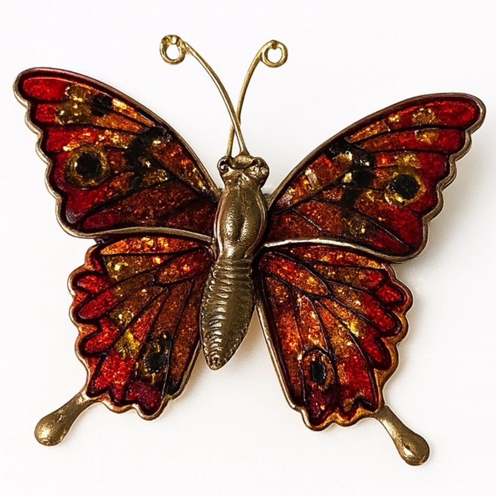 Vintage 70s Interpur Taiwan Brass Butterfly Pin Brooch